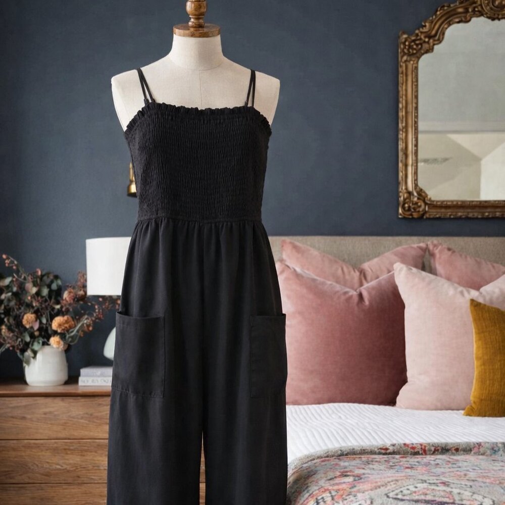 Cupshe Demetria Square Neck Jumpsuit Ladies Medium Black